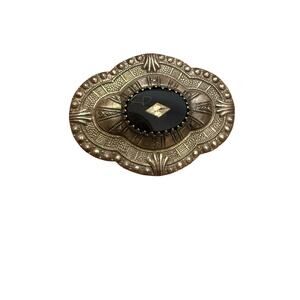 Sadie Green Victorian Revival Stamped Black Cab Brooch